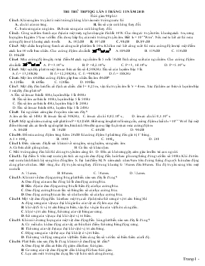 Thi thử THPT Lần 1 tháng 11 năm 2015 thời gian 90 phút môn vật lý